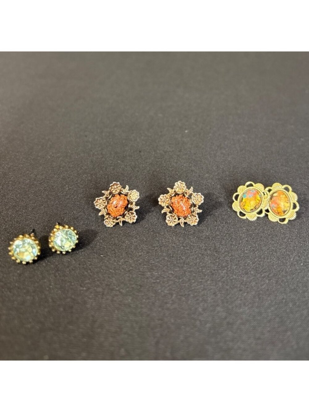 Vintage Dangle Earring Lot of 5 Studs & Dangling Gemstones Costume Earrings - Picture 2 of 16